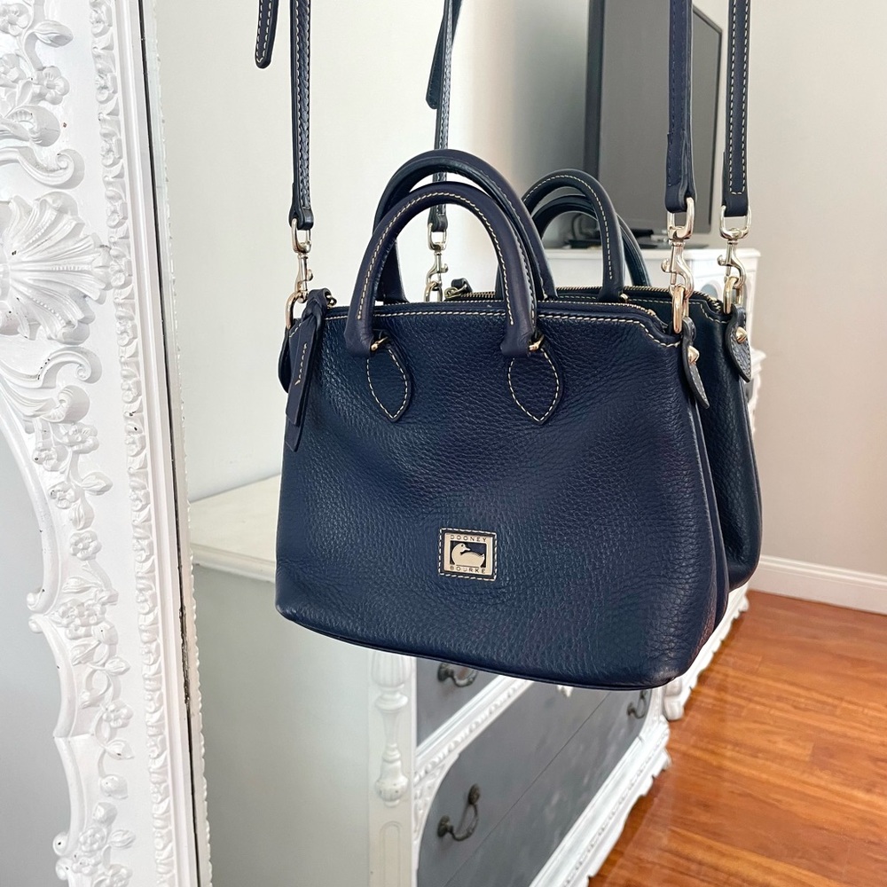 AUTHENTIC Dooney & Bourke Dillen II 2 Blue Leather Crossbody Satchel Handbag Bag